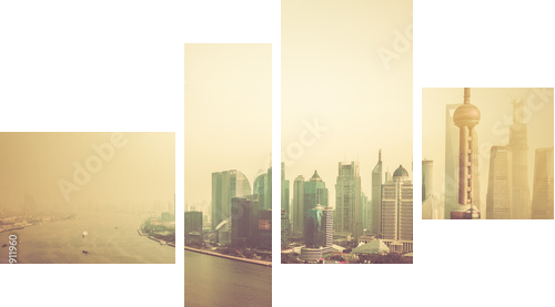 sunset at shanghai china - Vierteiliges Leinwandbild, Viertychon