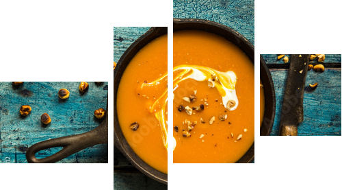 KÃ¼rbissuppe  - Vierteiliges Leinwandbild, Viertychon