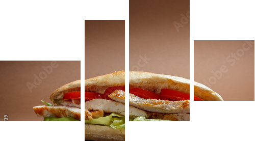 Grilled chicken sandwich  - Vierteiliges Leinwandbild, Viertychon