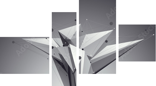 3D mesh modern style abstract background, origami futuristic tem  - Vierteiliges Leinwandbild, Viertychon