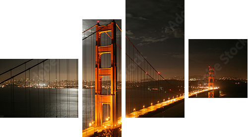 golden gate - Vierteiliges Leinwandbild, Viertychon