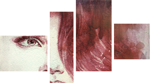 woman portrait  .abstract  watercolor .fashion background  - Vierteiliges Leinwandbild, Viertychon