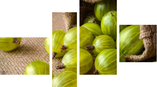 green gooseberries on fabric background  - Vierteiliges Leinwandbild, Viertychon