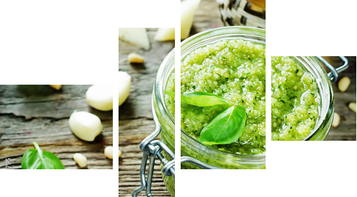fresh pesto sauce  - Vierteiliges Leinwandbild, Viertychon