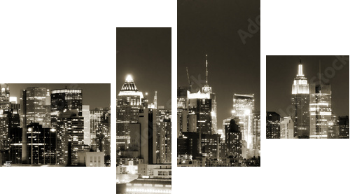 Manhattan West side at night - Vierteiliges Leinwandbild, Viertychon