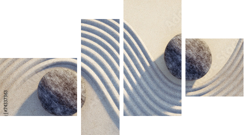 Steine Yin Yang  - Vierteiliges Leinwandbild, Viertychon