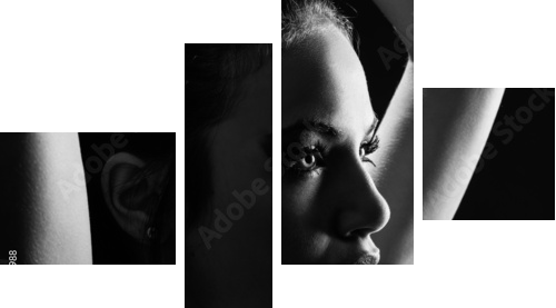 Beautiful young woman with green eyes  - Vierteiliges Leinwandbild, Viertychon
