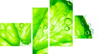 lime with bubbles isolated on white - Vierteiliges Leinwandbild, Viertychon