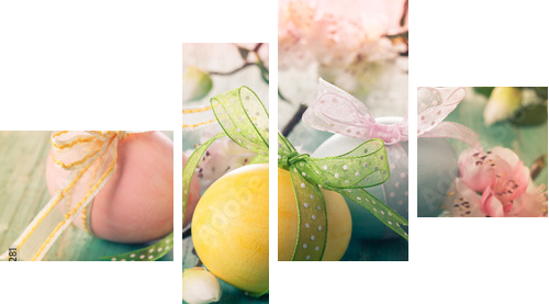 Easter eggs  - Vierteiliges Leinwandbild, Viertychon