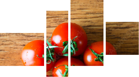 tomatoes on a wooden background  - Vierteiliges Leinwandbild, Viertychon
