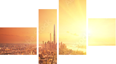 Future New York - Vierteiliges Leinwandbild, Viertychon