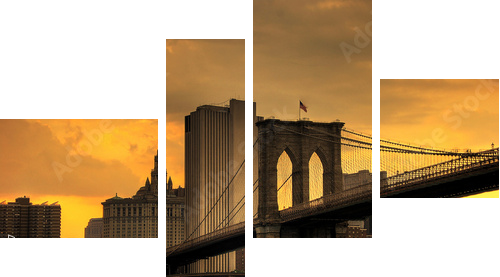 brooklyn bridge sunset - Vierteiliges Leinwandbild, Viertychon