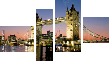 Tower Bridge Panorama
 - Vierteiliges Leinwandbild, Viertychon
