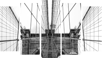 Famous Brooklyn Bridge in New York City - Fünfteiliges Leinwandbild, Pentaptychon