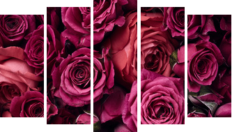 Roses background - Fünfteiliges Leinwandbild, Pentaptychon