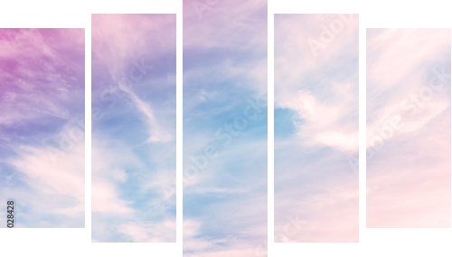 Sky with a pastel colored gradient - Fünfteiliges Leinwandbild, Pentaptychon