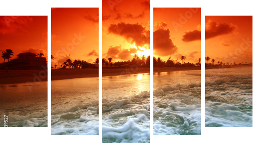 ocean sunrise - Fünfteiliges Leinwandbild, Pentaptychon