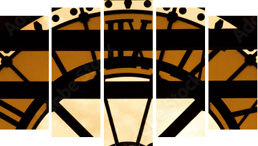 le sacrÃ© coeur et lhorloge - Fünfteiliges Leinwandbild, Pentaptychon