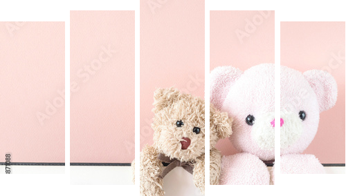 teddy bears - Fünfteiliges Leinwandbild, Pentaptychon