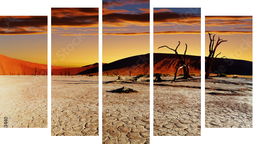 Namib Desert, Sossusvlei, Namibia - Fünfteiliges Leinwandbild, Pentaptychon