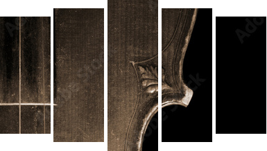 Part of vintage violin - Fünfteiliges Leinwandbild, Pentaptychon