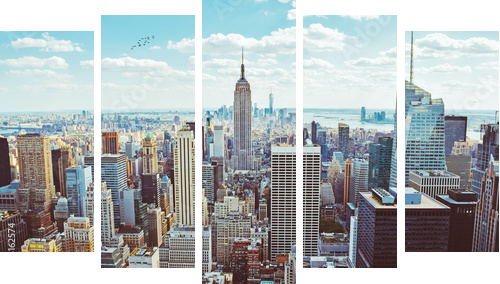 New York City (Taken from Helicopter)  - Fünfteiliges Leinwandbild, Pentaptychon