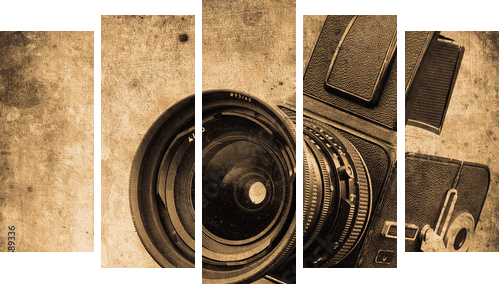 photo camera - Fünfteiliges Leinwandbild, Pentaptychon