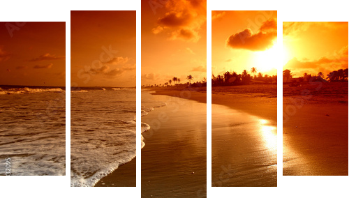 ocean sunrise - Fünfteiliges Leinwandbild, Pentaptychon