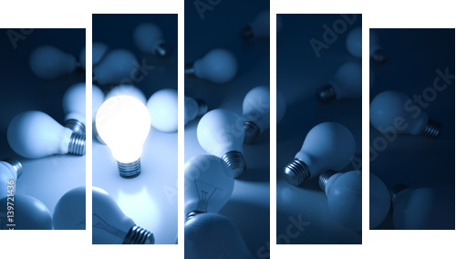 Lightbulbs - Fünfteiliges Leinwandbild, Pentaptychon