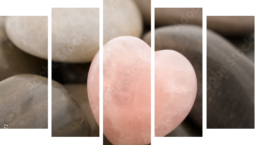 rose quartz heart - Fünfteiliges Leinwandbild, Pentaptychon
