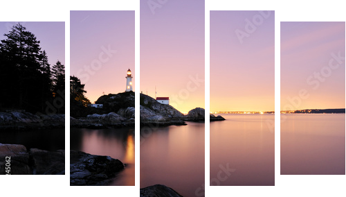 Point Atkinson Lighthouse in West Vancouver, Long Exposure - Fünfteiliges Leinwandbild, Pentaptychon