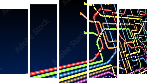 Subway slant - Fünfteiliges Leinwandbild, Pentaptychon