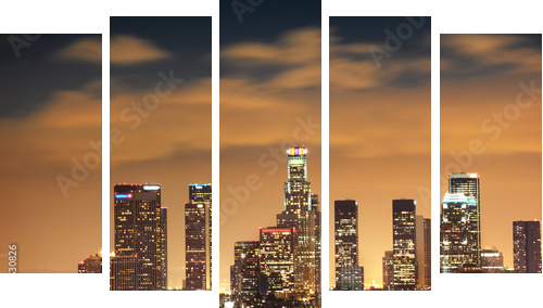 Downtown Los Angeles skyline - Fünfteiliges Leinwandbild, Pentaptychon