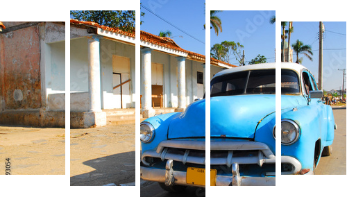 oldtimer car in cuba - Fünfteiliges Leinwandbild, Pentaptychon