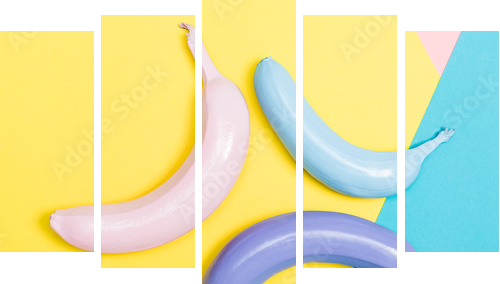 Painted bananas - Fünfteiliges Leinwandbild, Pentaptychon