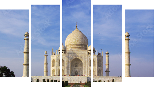 taj mahal in evening light - Fünfteiliges Leinwandbild, Pentaptychon