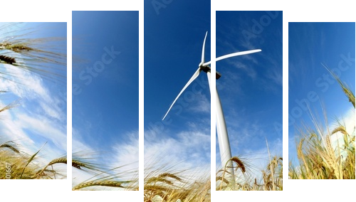 Wind turbine - renewable energy source - Fünfteiliges Leinwandbild, Pentaptychon