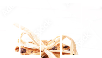 Chocolate cookies on white background. Chocolate chip cookies sh - Fünfteiliges Leinwandbild, Pentaptychon