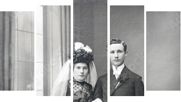 Brautpaar 1912 - bridal couple 1912 - Fünfteiliges Leinwandbild, Pentaptychon