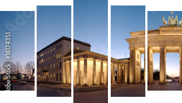 Brama Brandenburska
 - Fünfteiliges Leinwandbild, Pentaptychon