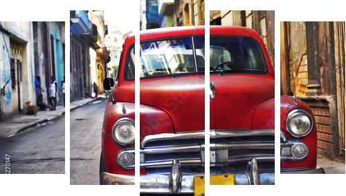 Old havana car - Fünfteiliges Leinwandbild, Pentaptychon
