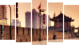 Xian / Xian (China) - Cityscape - Fünfteiliges Leinwandbild, Pentaptychon