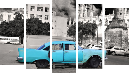 Old Havana car - Fünfteiliges Leinwandbild, Pentaptychon
