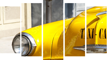Vintage Yellow Cab - Fünfteiliges Leinwandbild, Pentaptychon