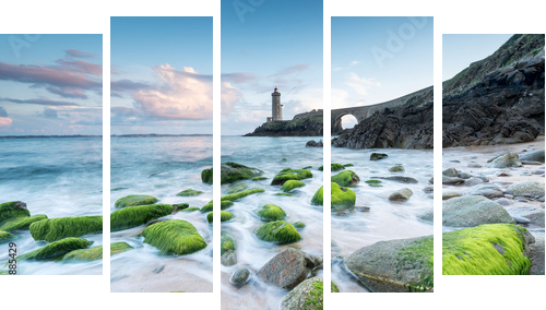 phare du Minou en bretagne dans le finistere - Fünfteiliges Leinwandbild, Pentaptychon