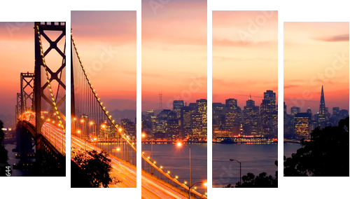 San Francisco Sunset - Fünfteiliges Leinwandbild, Pentaptychon