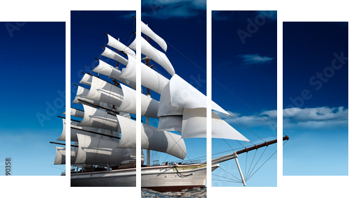 Sailing ship - Fünfteiliges Leinwandbild, Pentaptychon