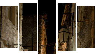 Night street - Fünfteiliges Leinwandbild, Pentaptychon