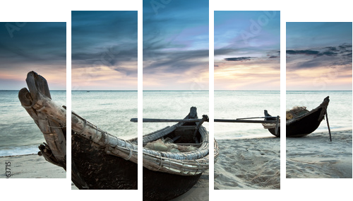 Boats - Fünfteiliges Leinwandbild, Pentaptychon