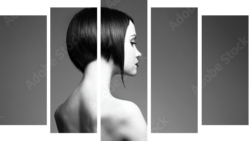 Elegant lady with stylish hairstyle - Fünfteiliges Leinwandbild, Pentaptychon